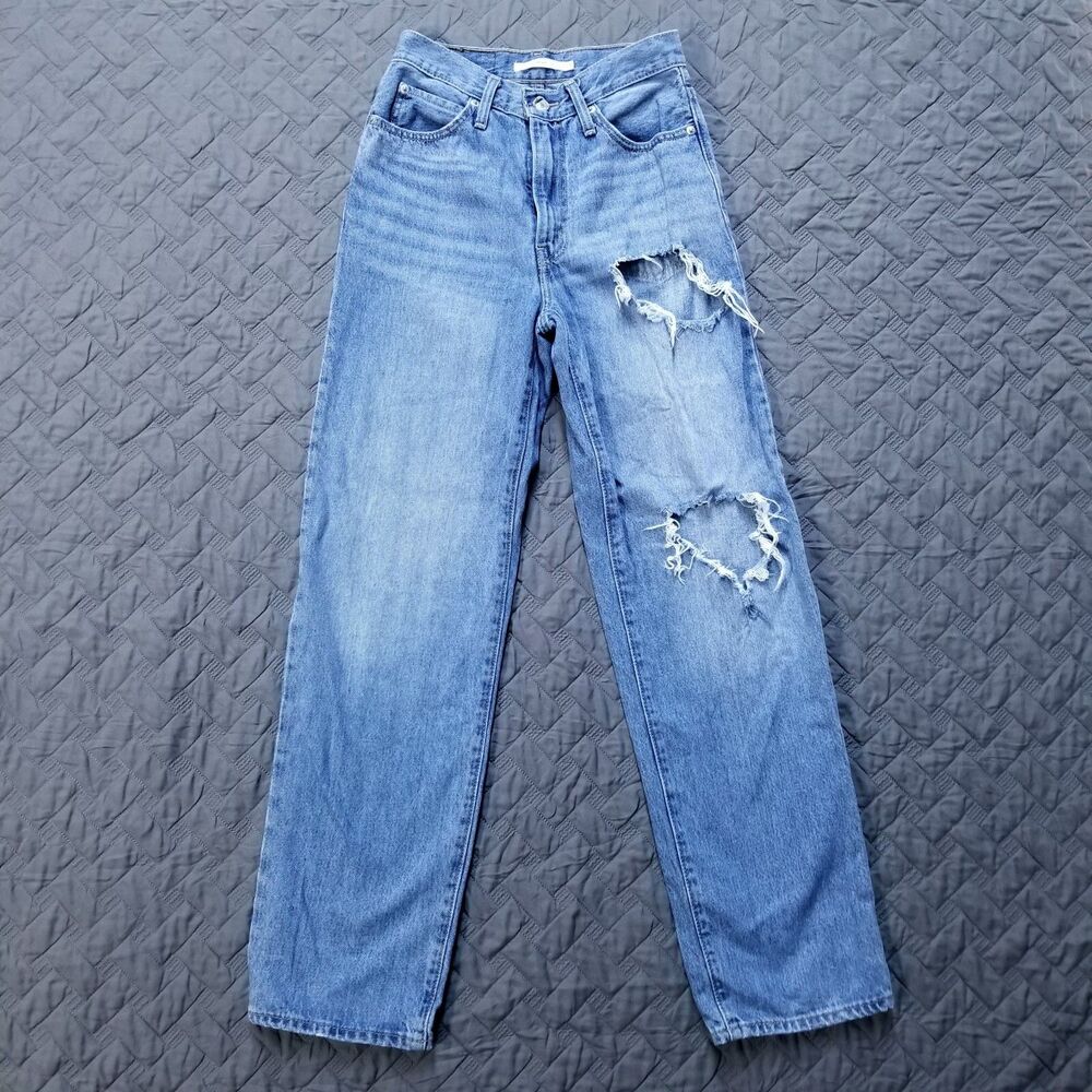 Levis Jeans Womens 24x31 Blue 94 Baggy Distressed Medium Wash Denim